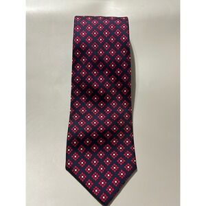 The Custom Shop Shirtmakers Mens Silk Tie Navy Blue Red Floral Medallion Pattern